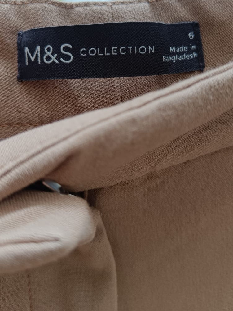 M&S COLLECTION Women's Tan Wide Leg Tailored Trousers UK 6