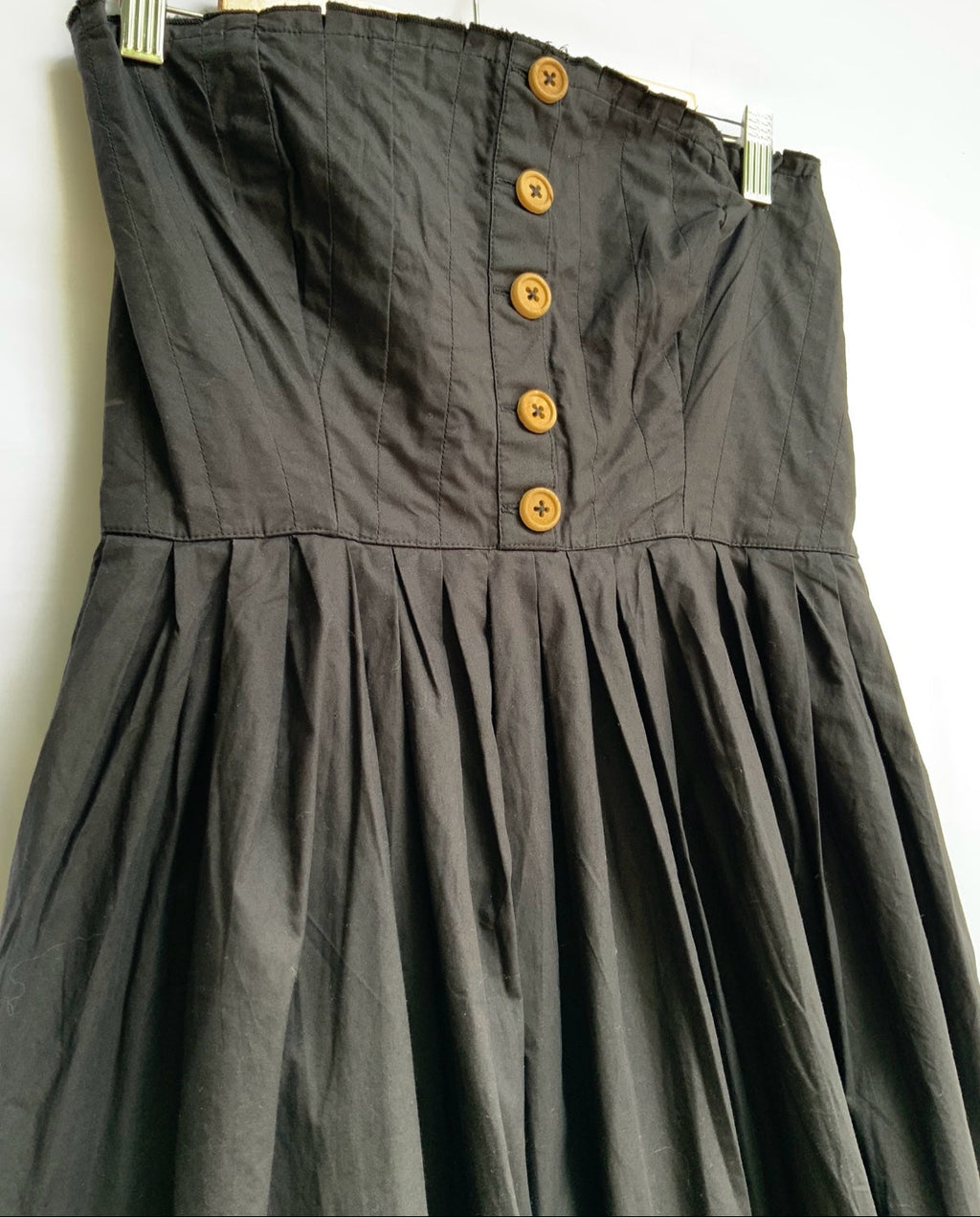 Black Strapless Button-Front A-Line Maxi Dress by The Label Life