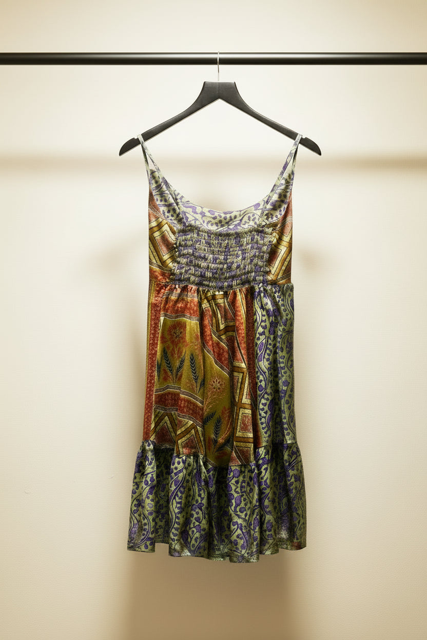 Women's Multicolor Printed A-Line Maxi Dress with Ruffle Hem