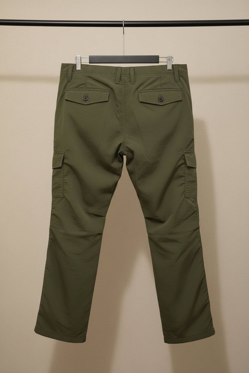 SBA Men's Green Cargo Pants with Drawstring Waist
