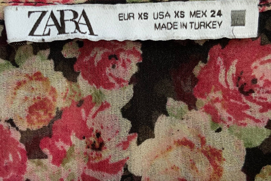 ZARA Black Floral Ruffle A-Line Mini Dress