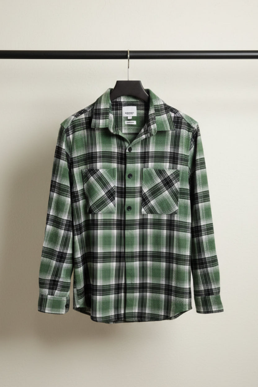 Burberry Men's Green Plaid Slim Fit Flannel Shirt