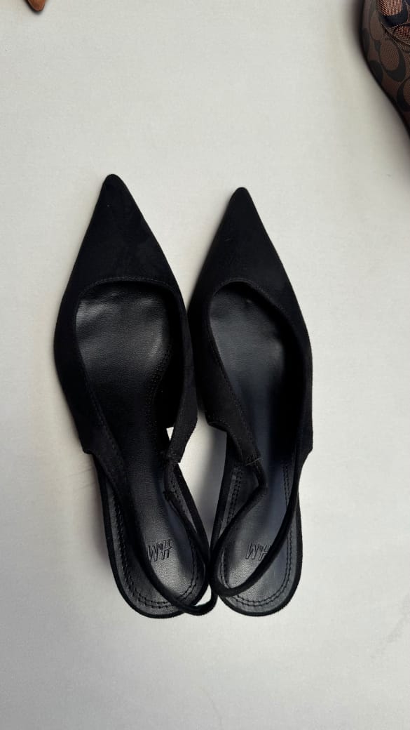 H&M Black Pointed Toe Slingback Heels