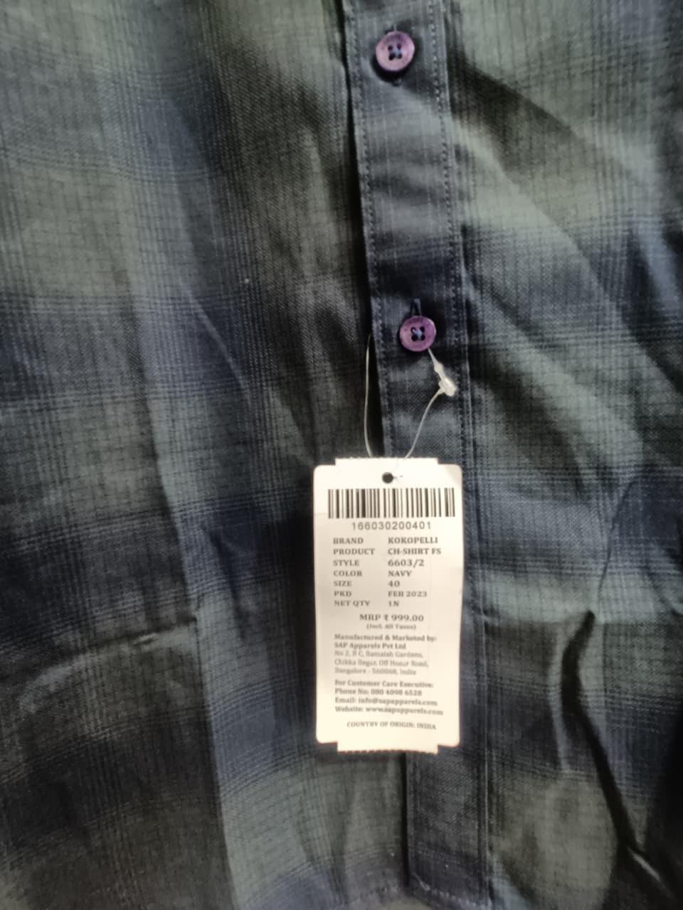 KOKOPELLI Men's Navy Blue Plaid Regular Fit Full Sleeve Casual Shirt