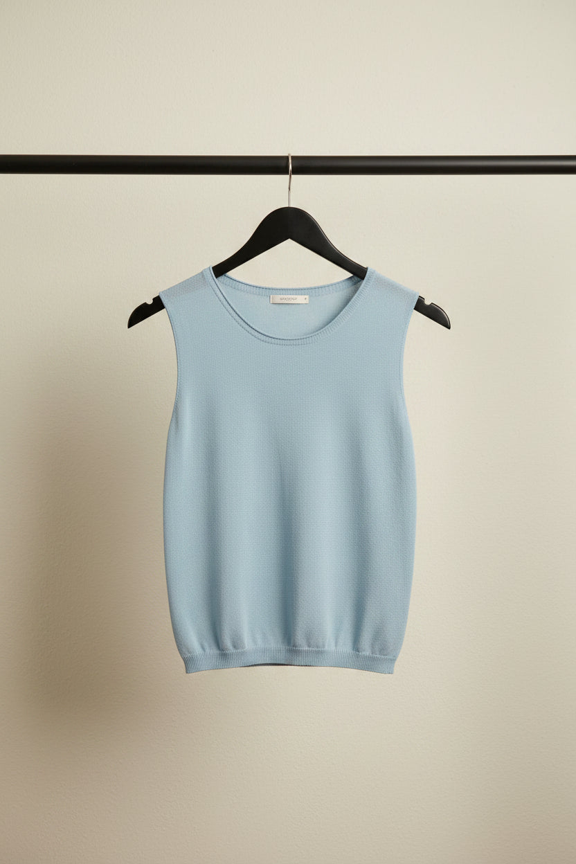 Women's Sky Blue Sleeveless Knit Top
