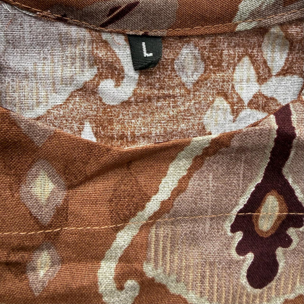 Brown Printed Short Sleeve Tunic Top
