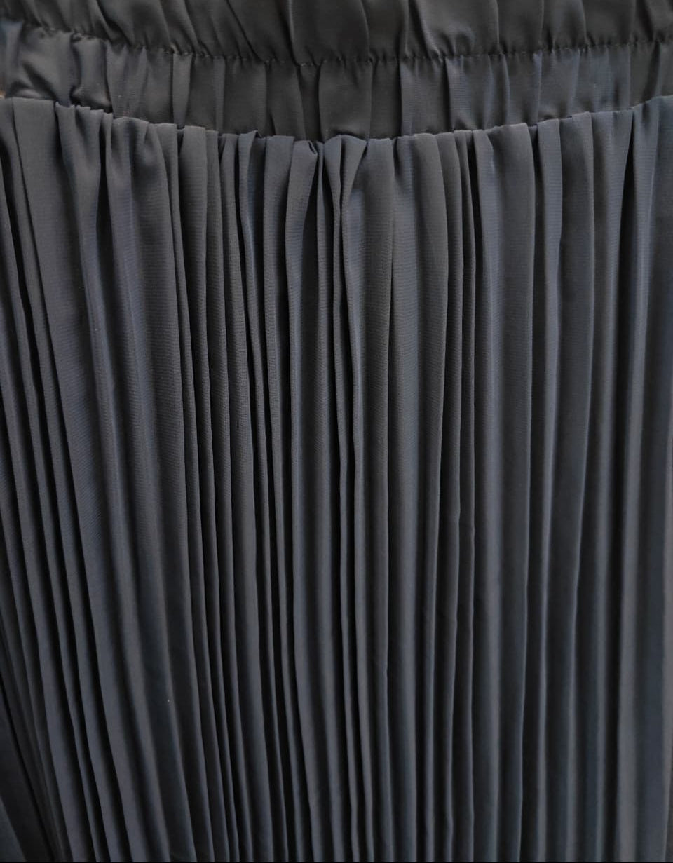 UMAIR INTERNATIONAL Navy Blue Pleated Midi Skirt