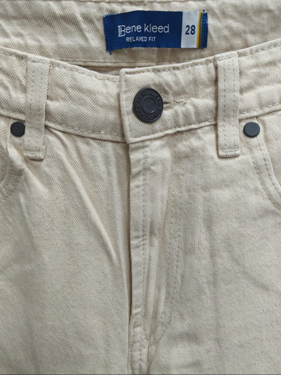 Bene kleed Men's Beige Relaxed Fit Straight Leg Jeans