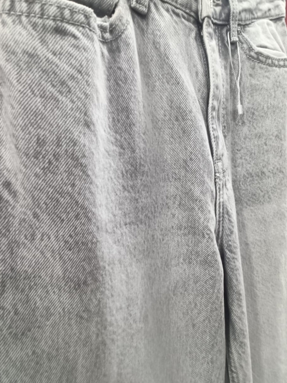 Bershka Grey Acid Wash Wide Leg Jeans