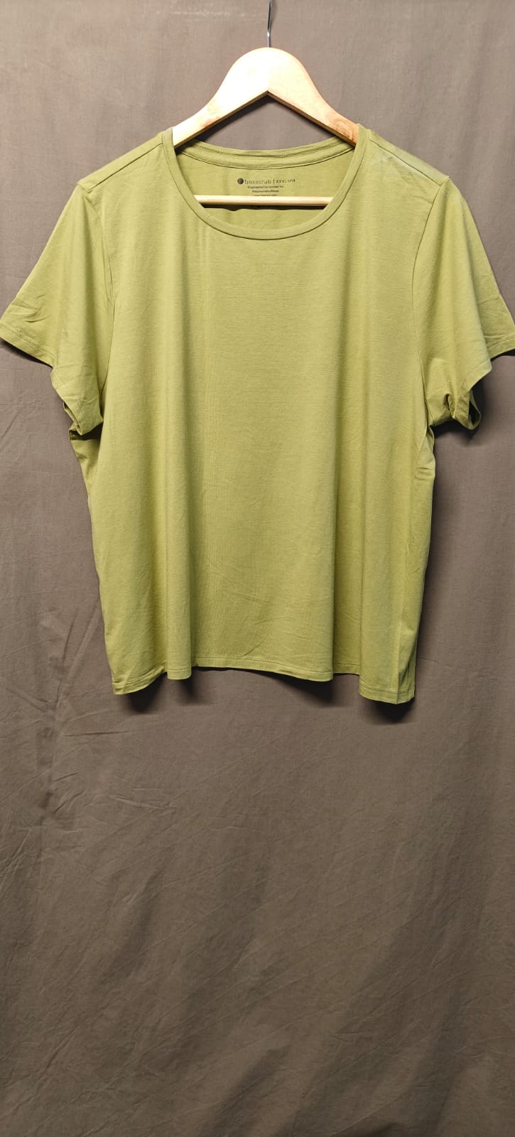 Blissclub Women's XXXL-Una Olive Green Short Sleeve T-Shirt