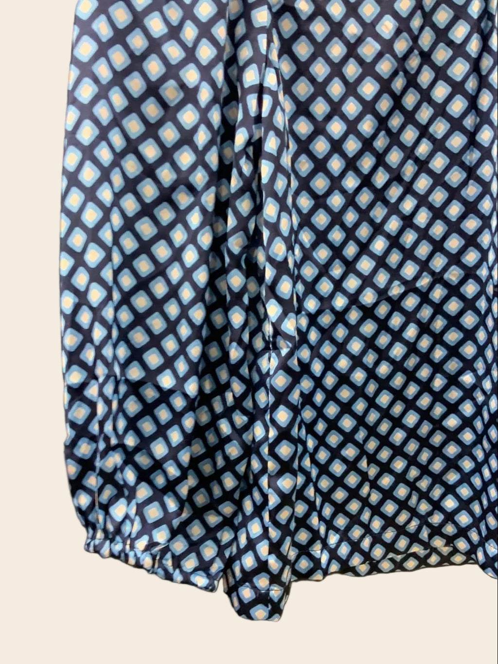 Women's Blue Geometric Print Long Sleeve Blouse