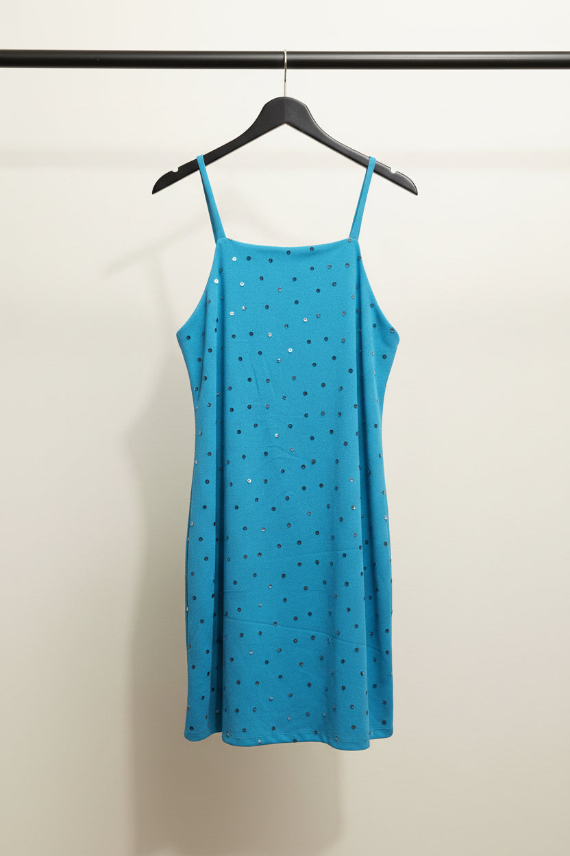 Teal Sequin Embellished Bodycon Mini Dress