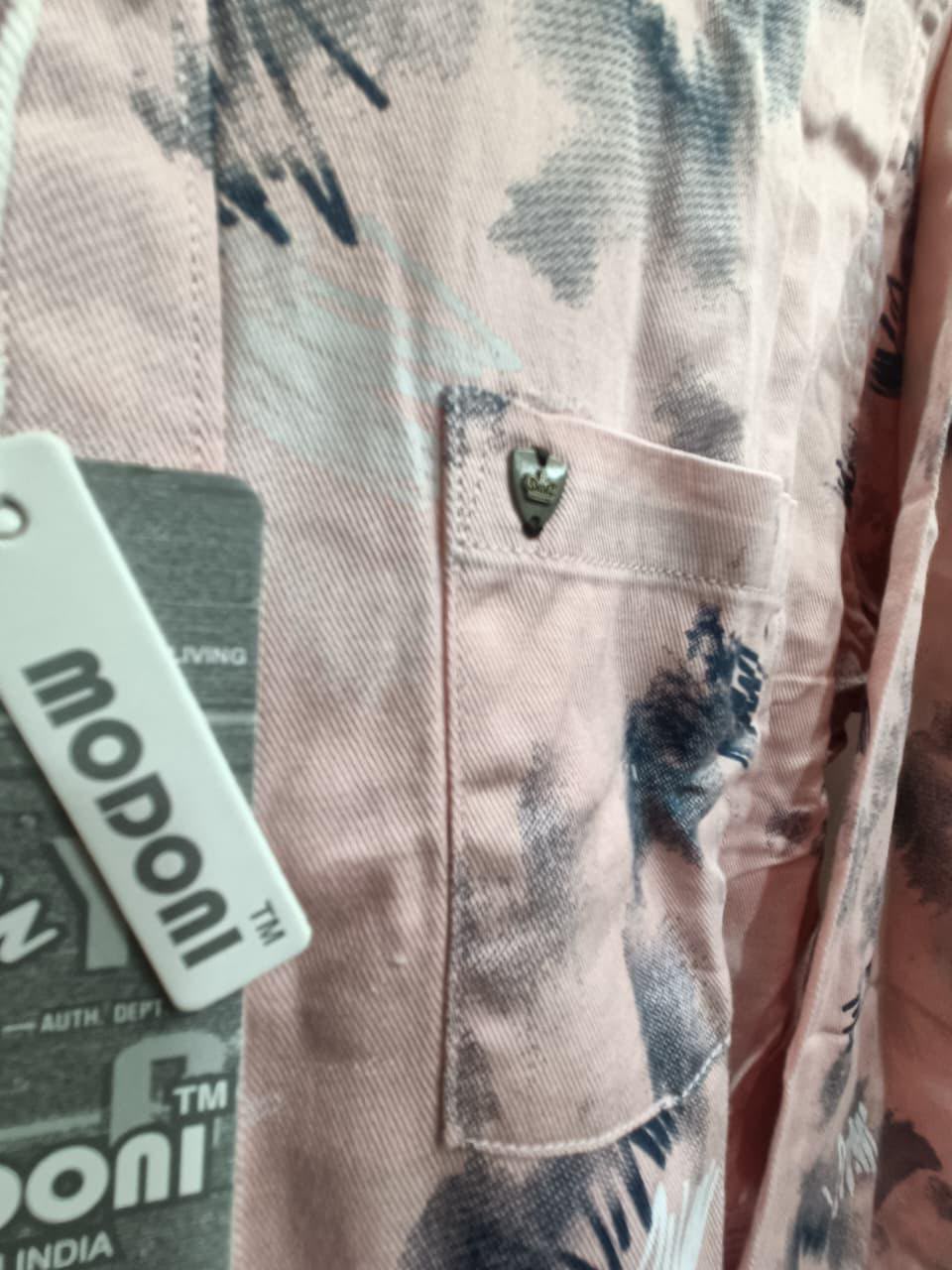 Modoni Men's Pink Printed Slim Fit Full Sleeve Casual Shirt
