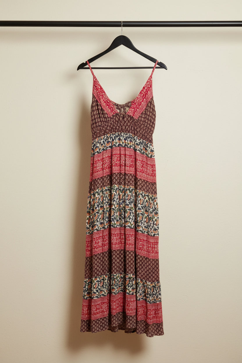 Women's Multicolor Printed Tiered Maxi Dress