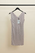 DHRUVI COLLECTION Women's Silver Sequin V-Neck Sleeveless Mini Dress