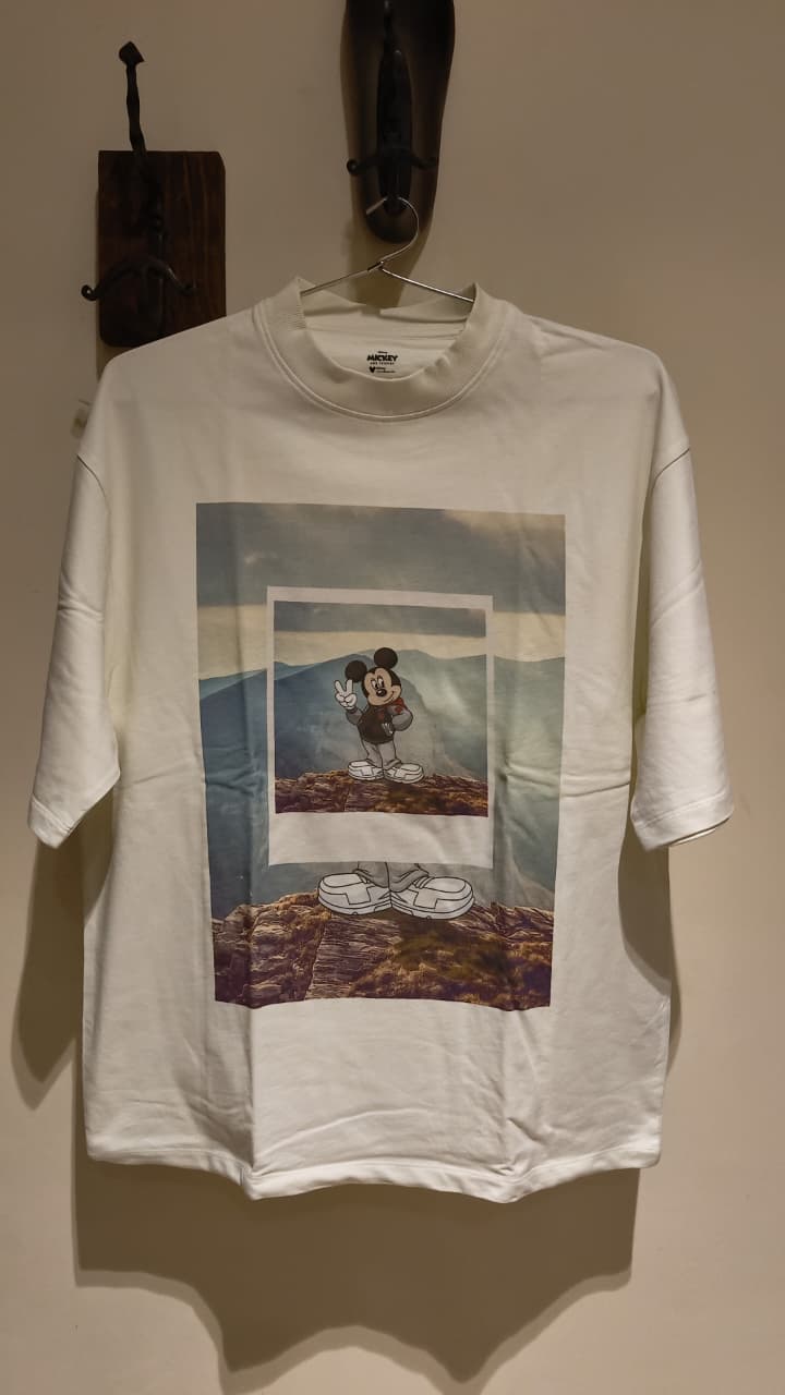 SF Jeans Co by Pantaloons Disney Mickey Mouse Graphic Print Oversized T-Shirt