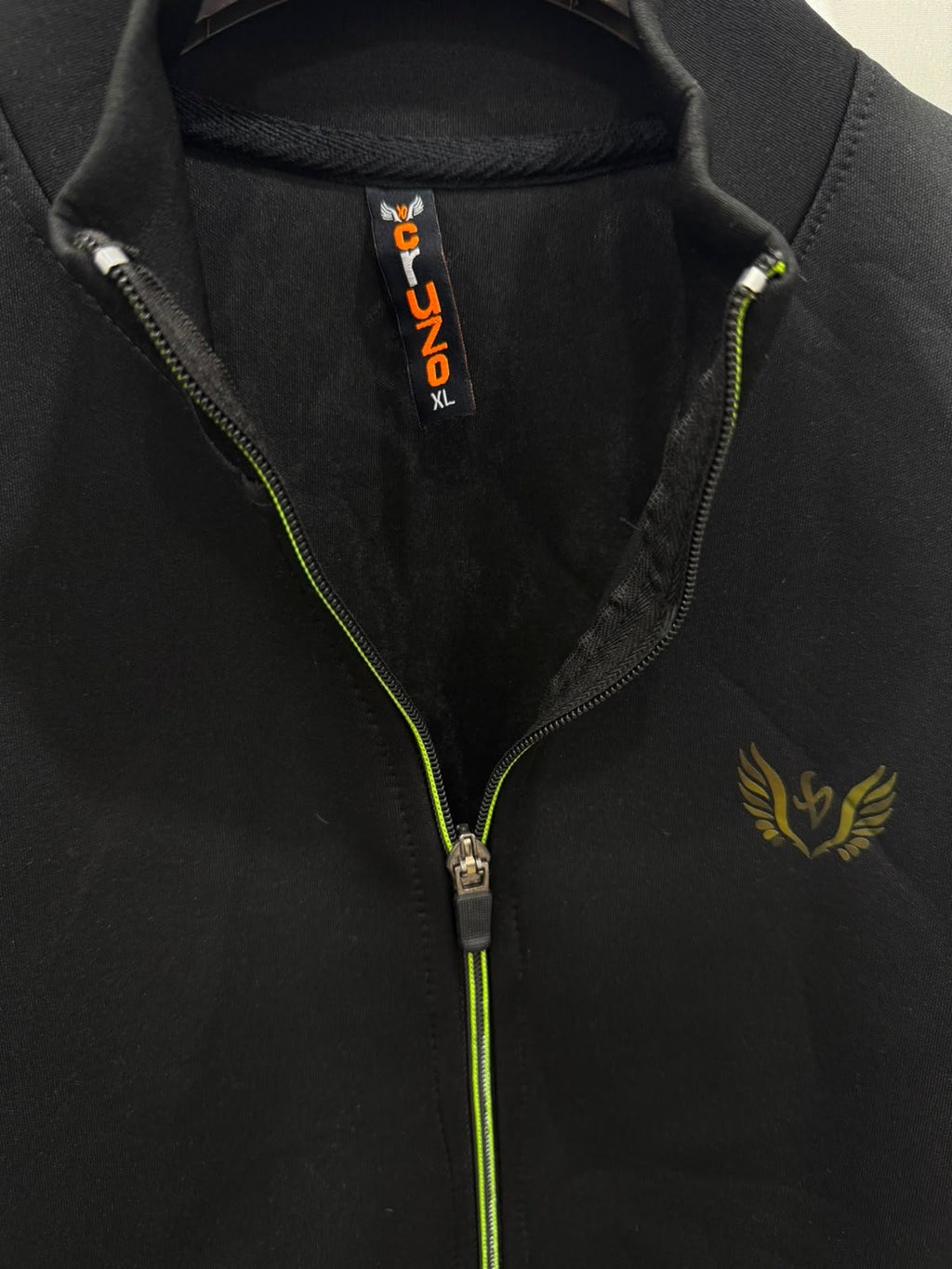 SOLONOS Men's Black Full-Zip Jacket with Neon Green Accents