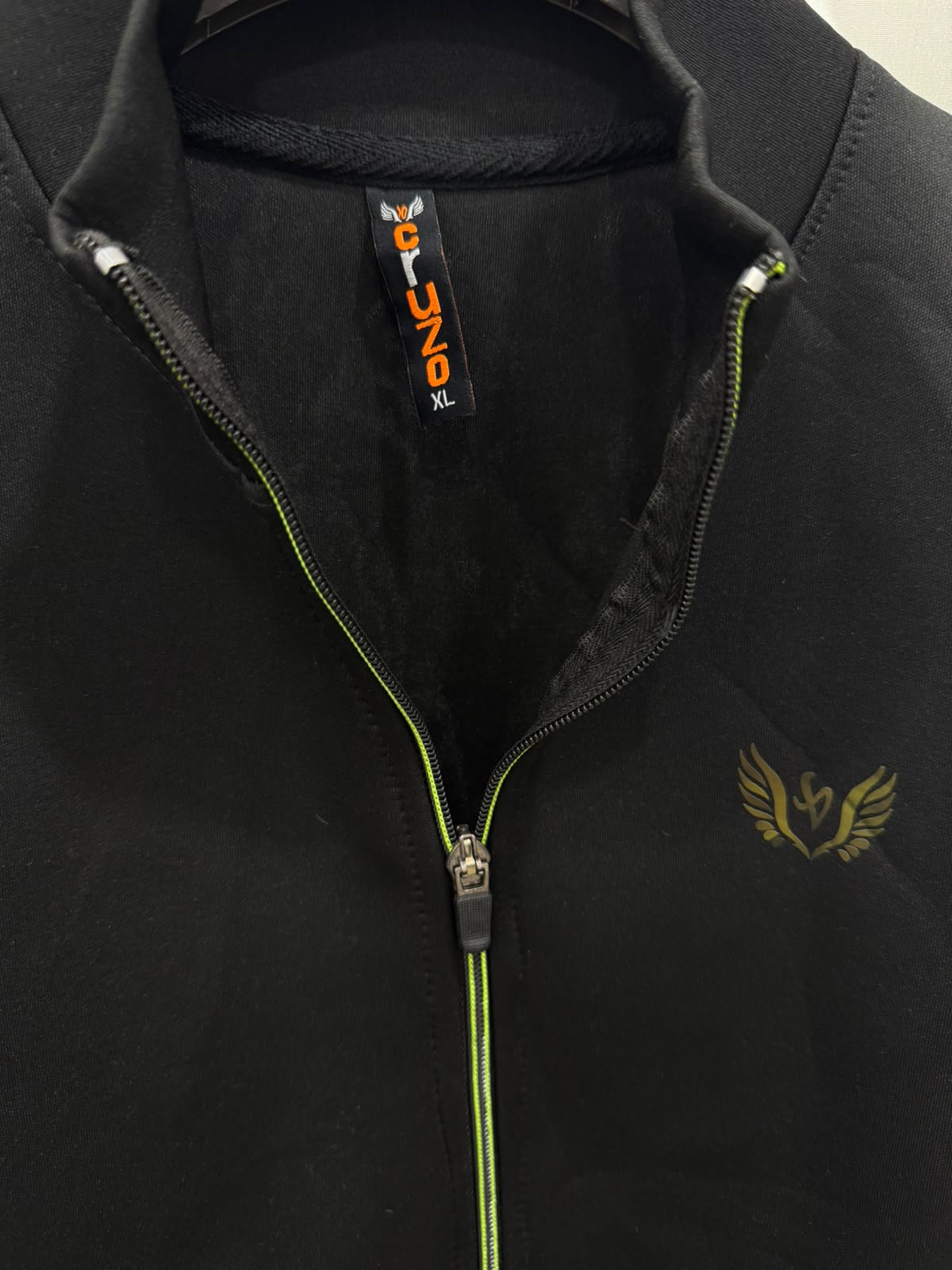 SOLONOS Men's Black Full-Zip Jacket with Neon Green Accents