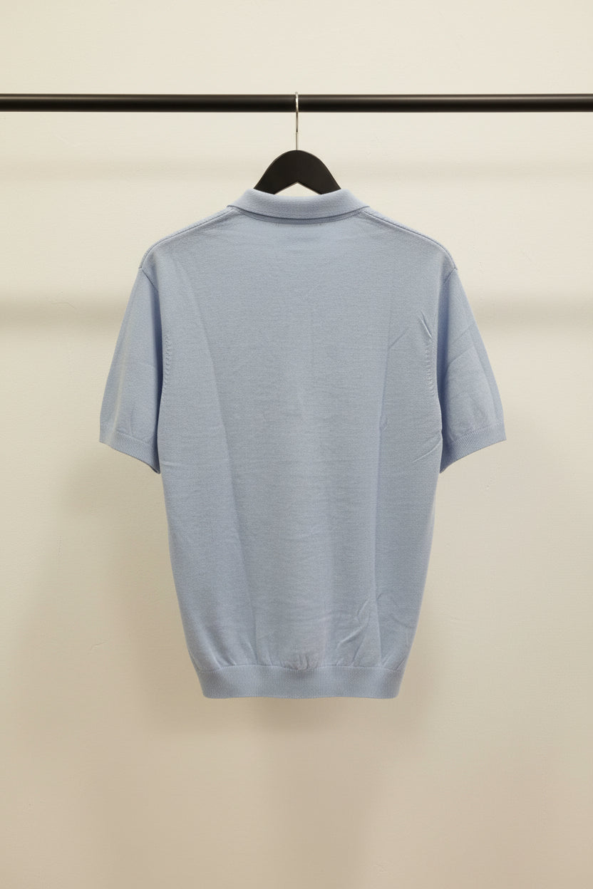 Fred Perry Light Blue Cable Knit Polo Shirt
