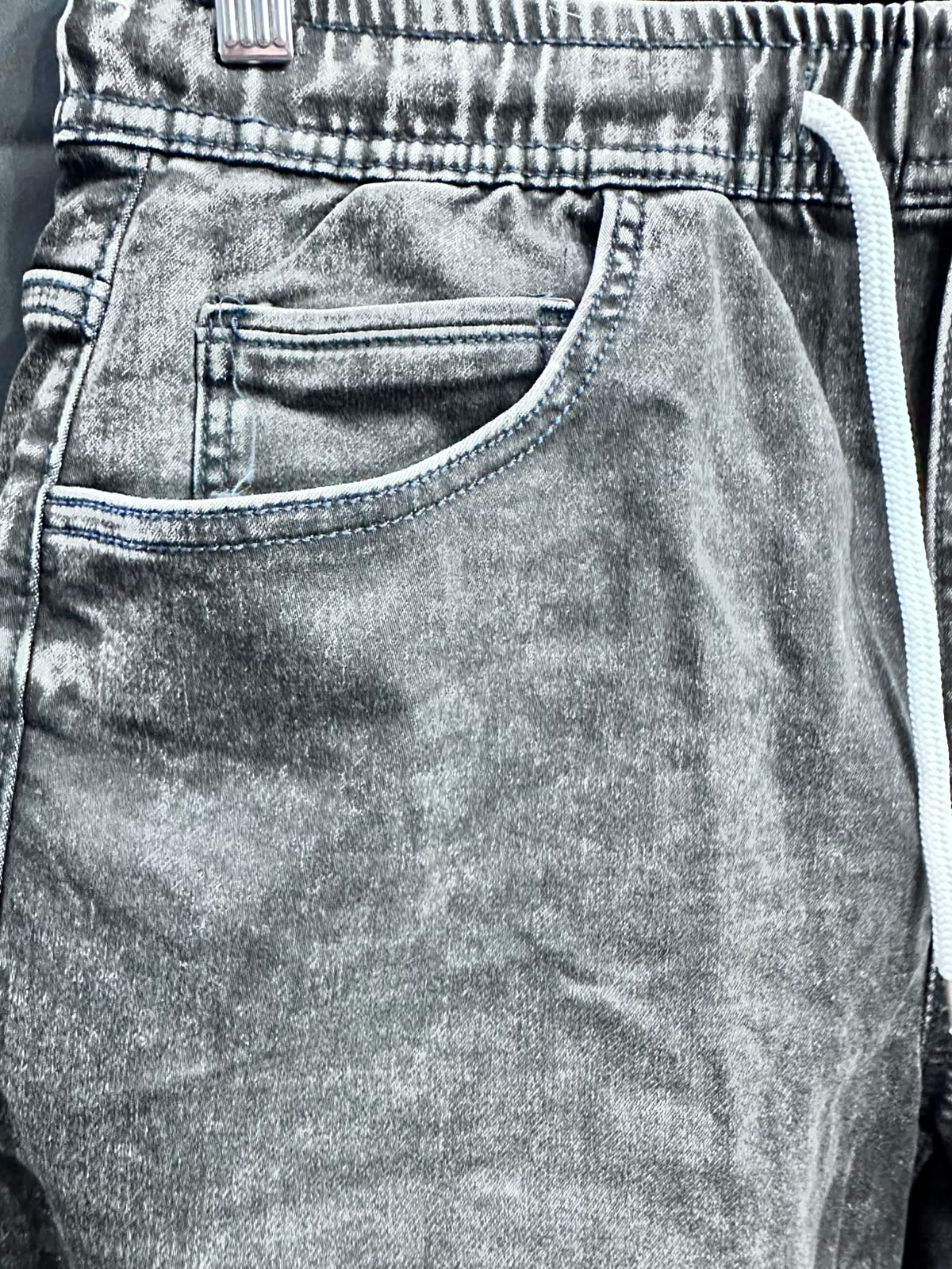 Men's Charcoal Washed Denim Drawstring Shorts
