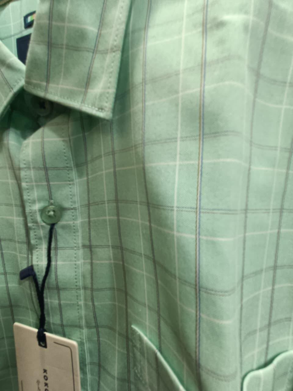 KOKOPELLI Men's Mint Green Plaid Long Sleeve Casual Shirt
