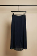 UMAIR INTERNATIONAL Navy Blue Pleated Midi Skirt