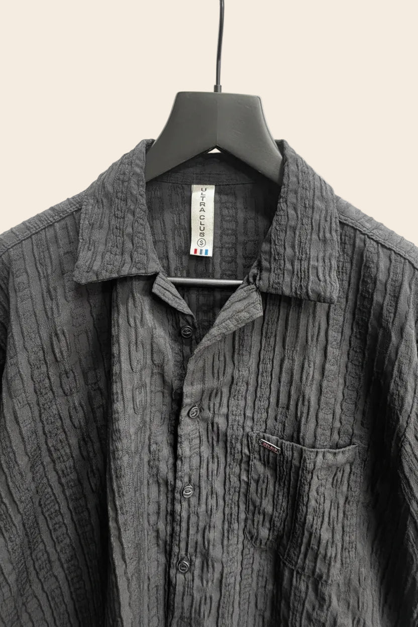 Men's Black Textured Short Sleeve Shirt by ULTRA CLUB