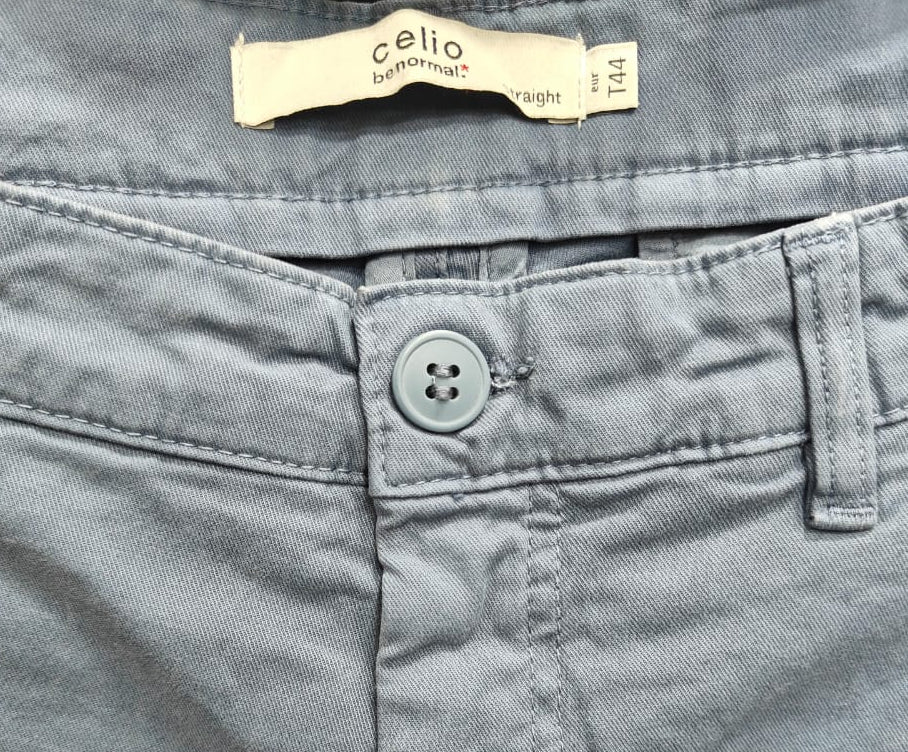 Celio Men's Sky Blue Straight Fit Trousers