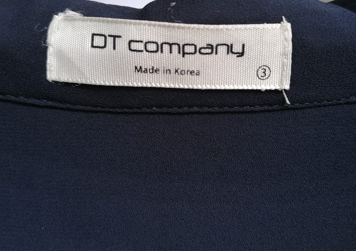 DT Company Women's Navy Blue Collared Tunic Blouse
