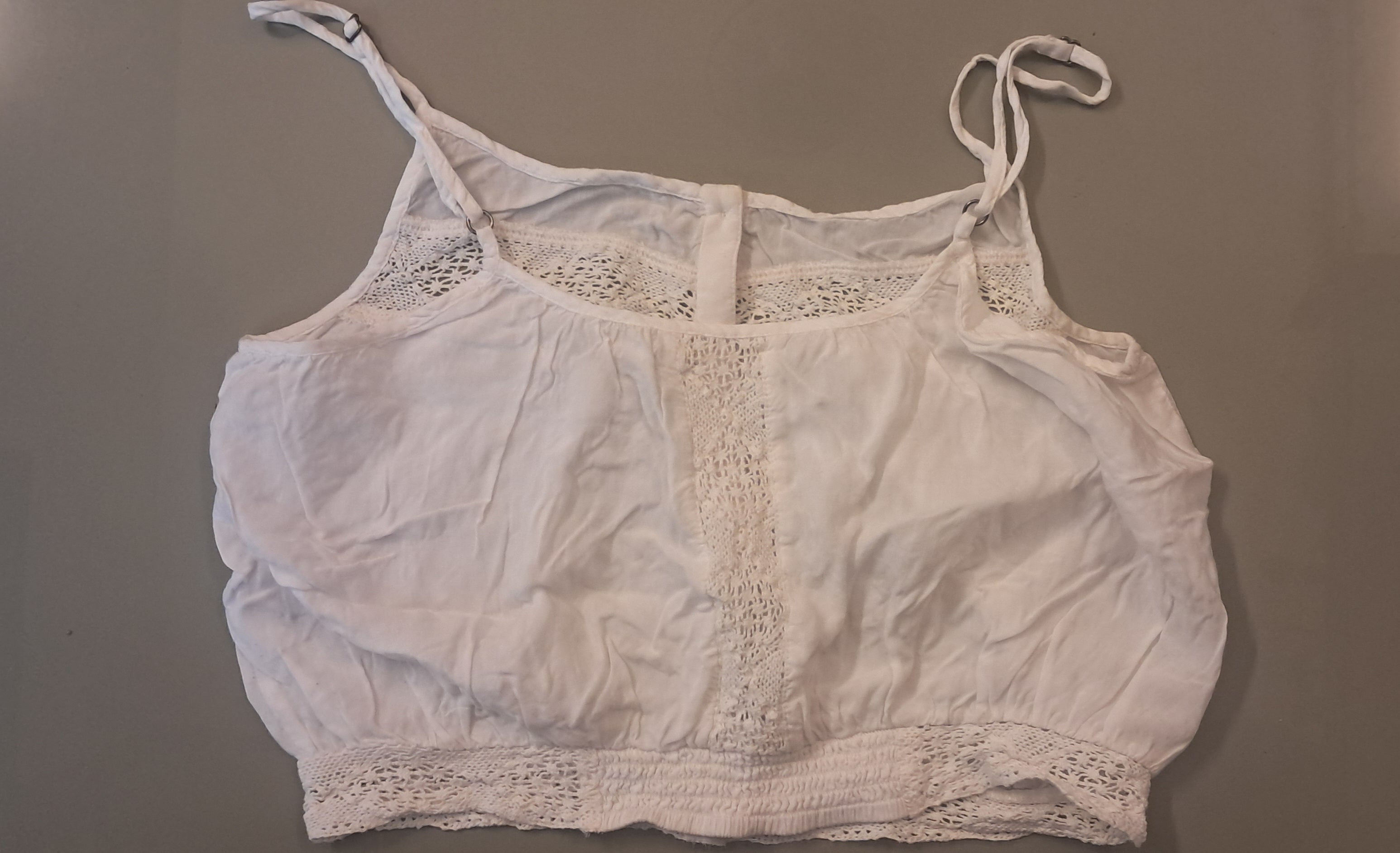 WEGO AMUSE White Sleeveless Crop Top with Lace Detail