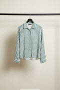 Women's Multicolor Striped Heart Print Long Sleeve Collared Shirt