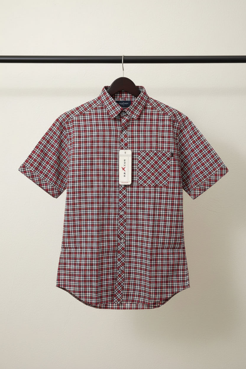 ROXTAR  Red Plaid Short Sleeve Casual Shirt