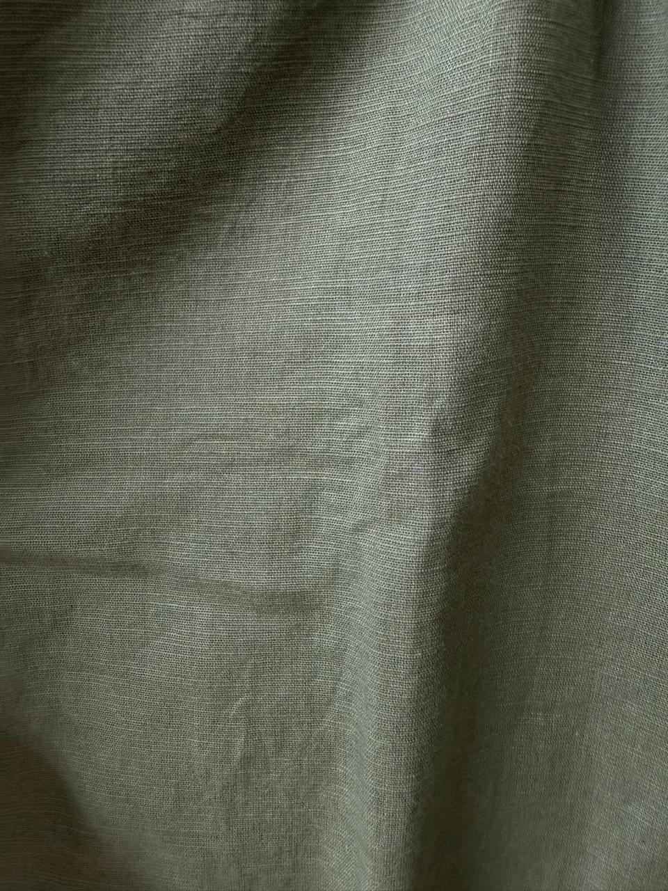 H&M Men's Olive Green Band Collar Long Sleeve Shirt