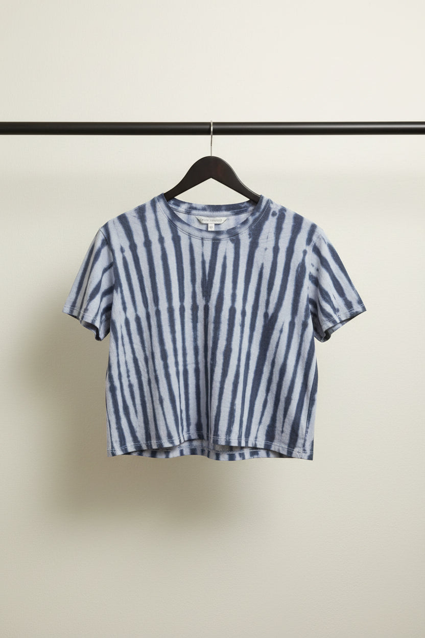 SUPER BRAND Grey Tie-Dye Striped Short Sleeve T-Shirt