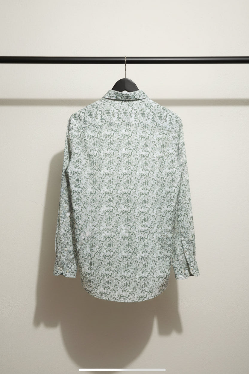 Men's White & Green Printed Casual Shirt by NORTH STUDIO