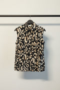 H&M Women's Black Leopard Print Sleeveless Button-Up Shirt