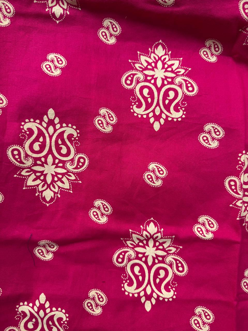 Women's Pink Printed 3/4 Sleeve Kurta