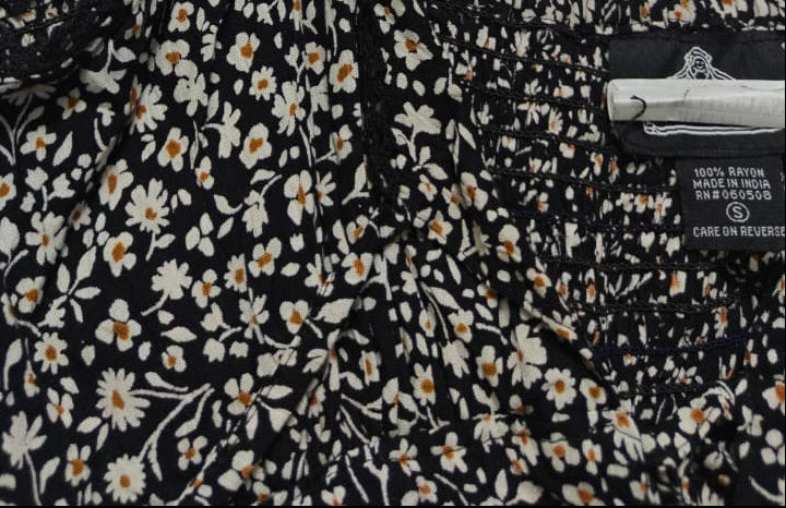 Black Floral Smocked Fit and Flare Mini Dress