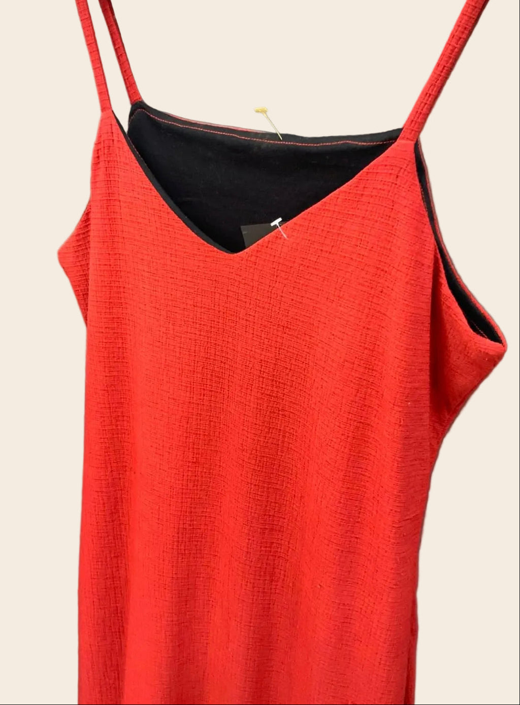 Women's Red Spaghetti Strap Maxi Dress with Side Slit