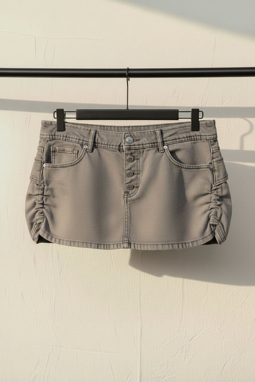 Grey Cargo Mini Skirt
