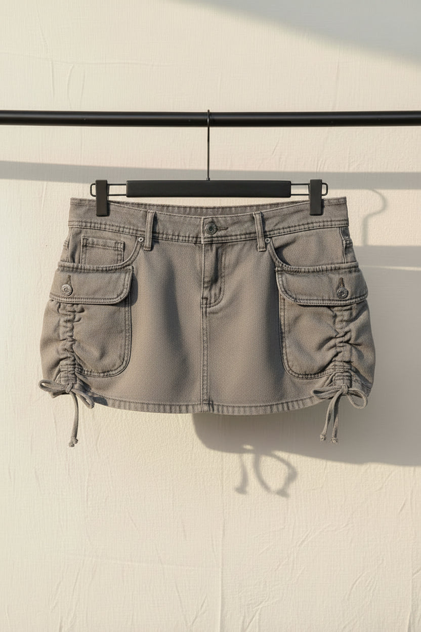 Grey Cargo Mini Skirt