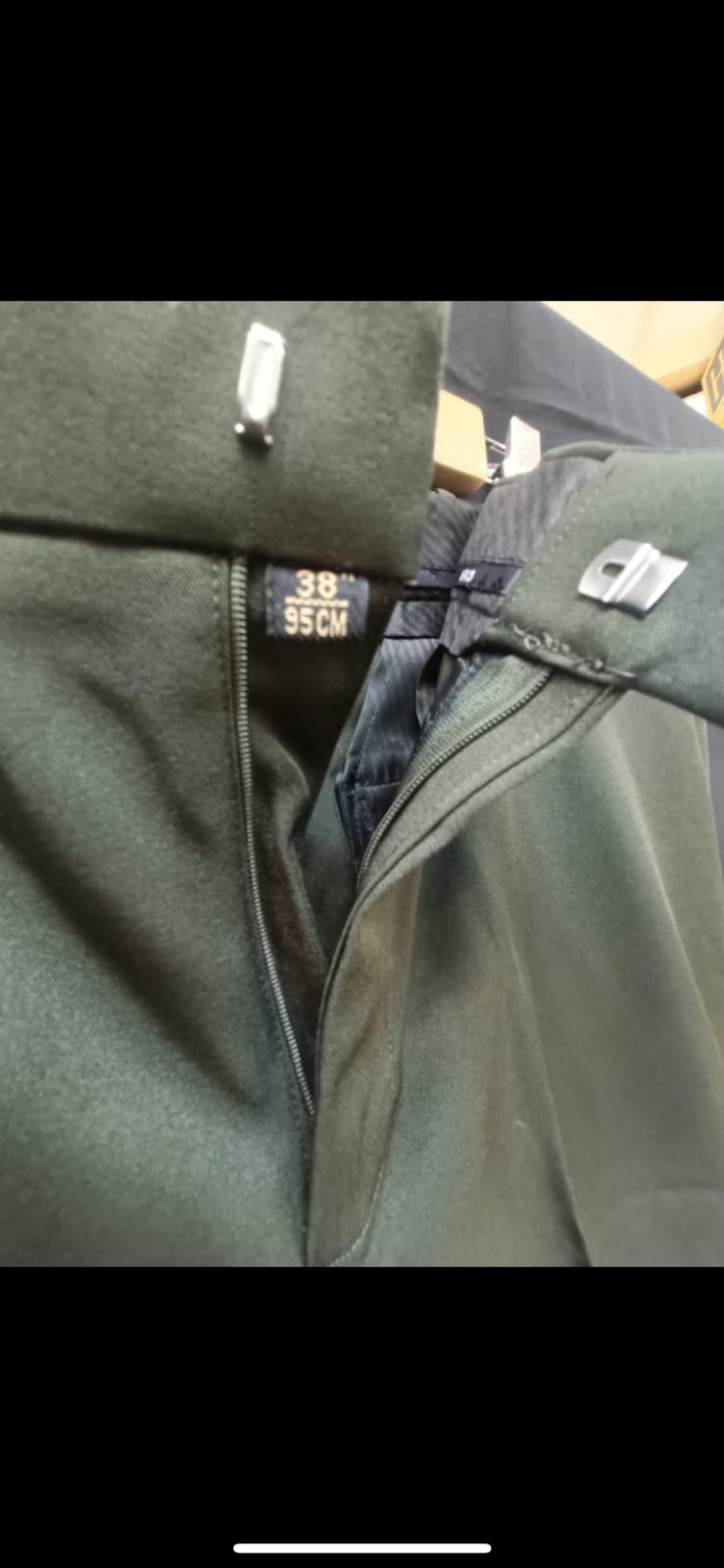BEGINS Men's Olive Green Flat Front Formal Trousers