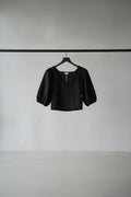 OUTRYT Black Eyelet Puff Sleeve Crop Top