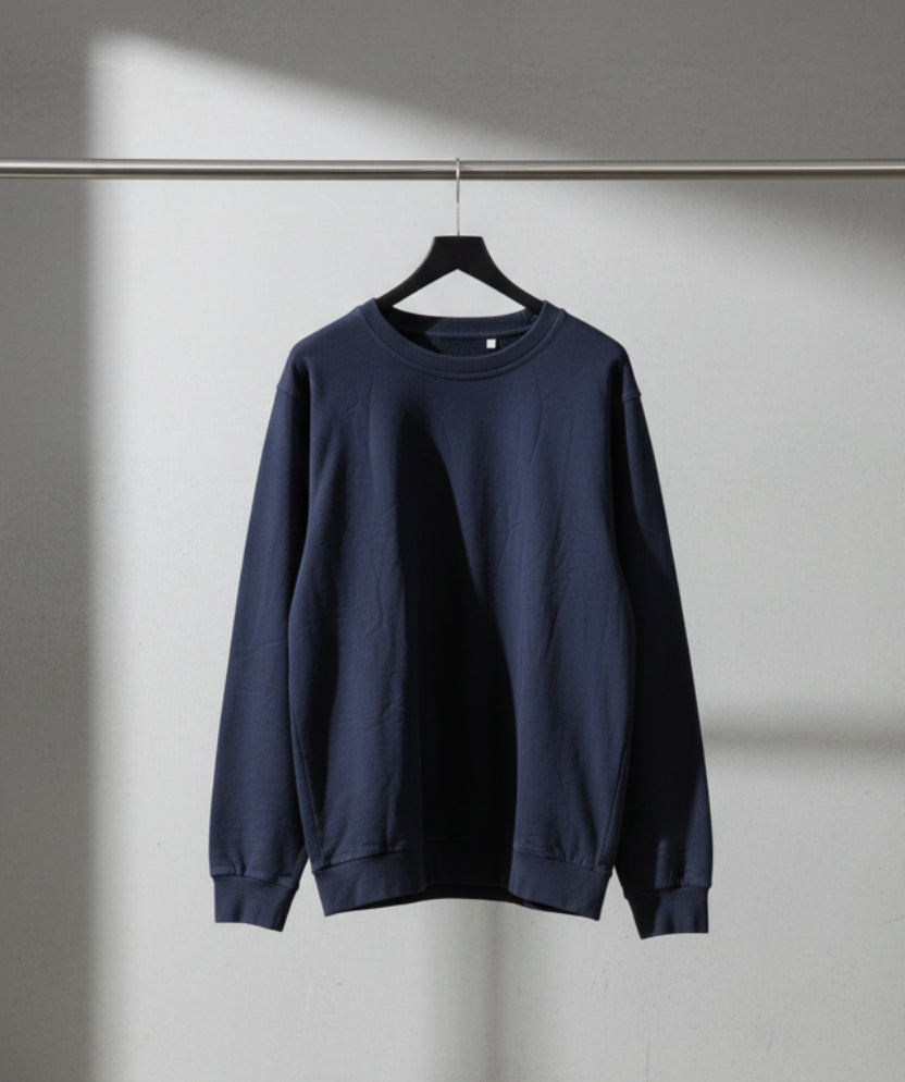 Men's Navy Blue Crew Neck Long Sleeve Sweatshirt