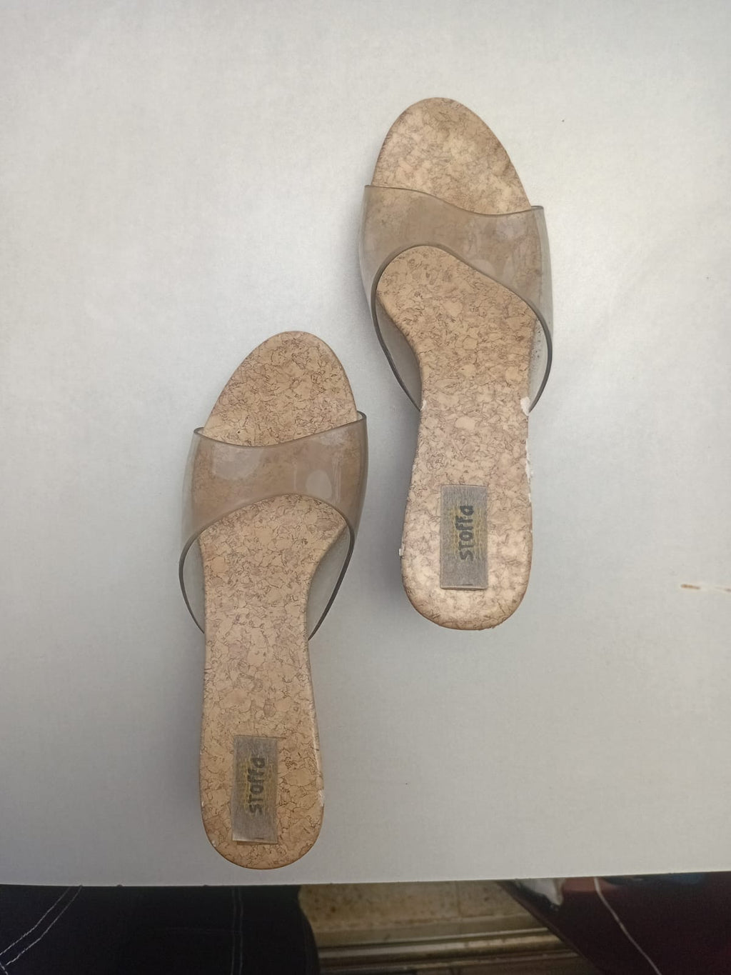Stoffa Women's Clear Strap Cork Wedge Sandals