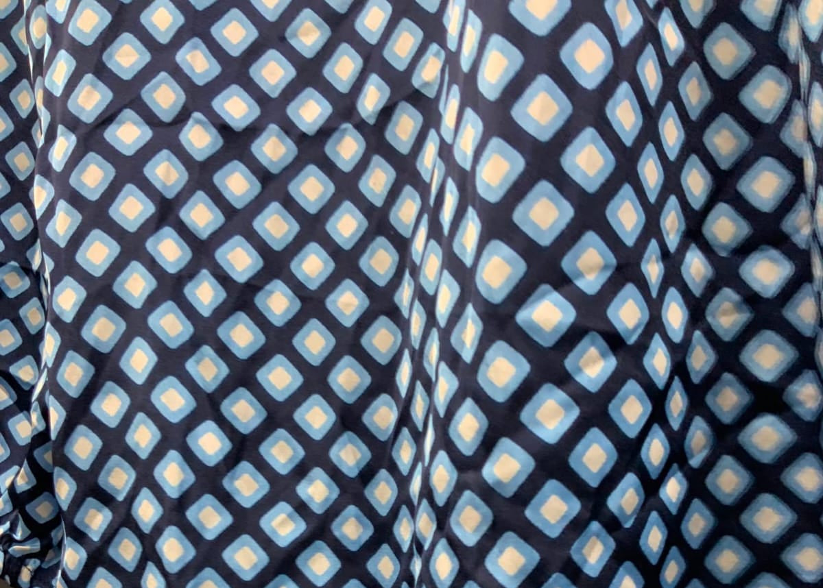 Women's Blue Geometric Print Long Sleeve Blouse