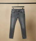 Men's Grey Washed Denim De Luxe Straight Fit Jeans