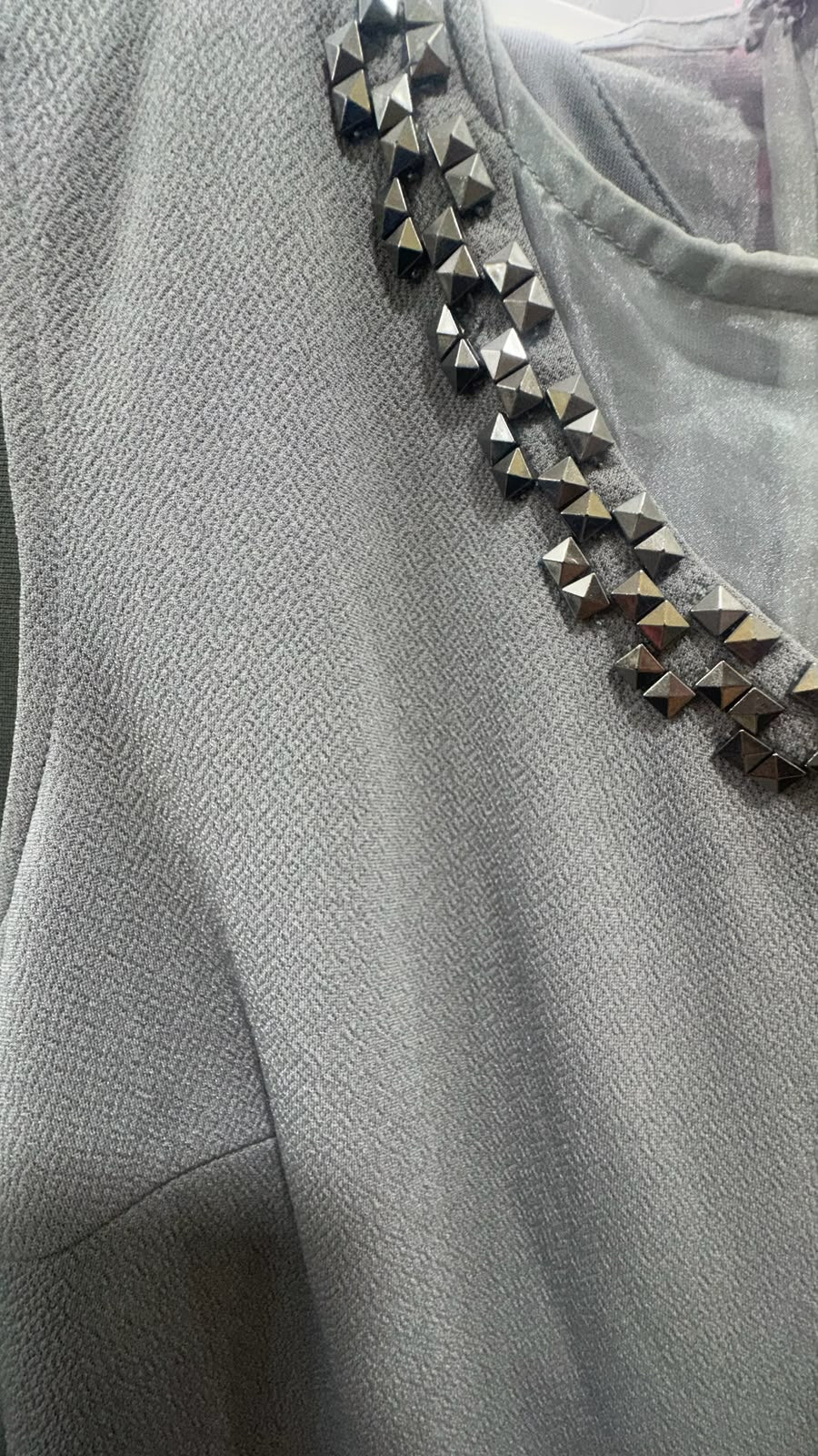 KAZO Grey Embellished Sleeveless Bodycon Midi Dress