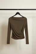 Women's Gold Shimmer Long Sleeve Asymmetric Top