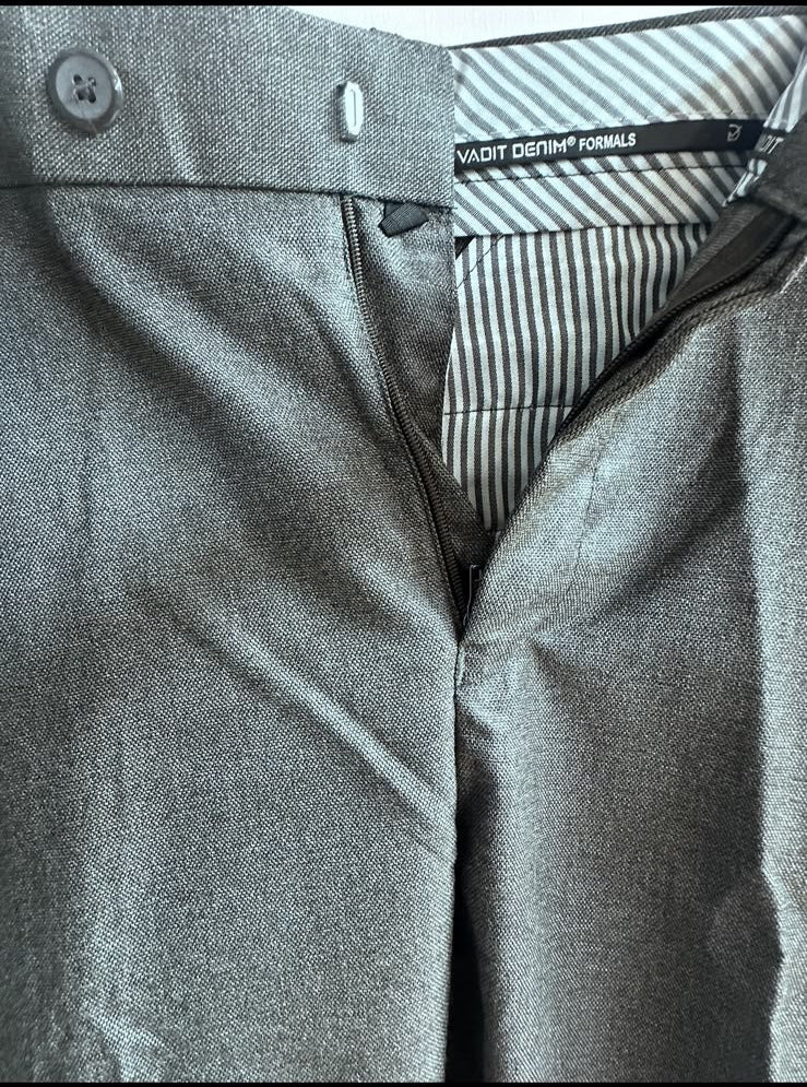 Men's Vadit Denim Grey Formal Ankle Fit Trousers
